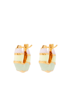 Wave Striped Earrings, 18k Gold-Plated Brass
